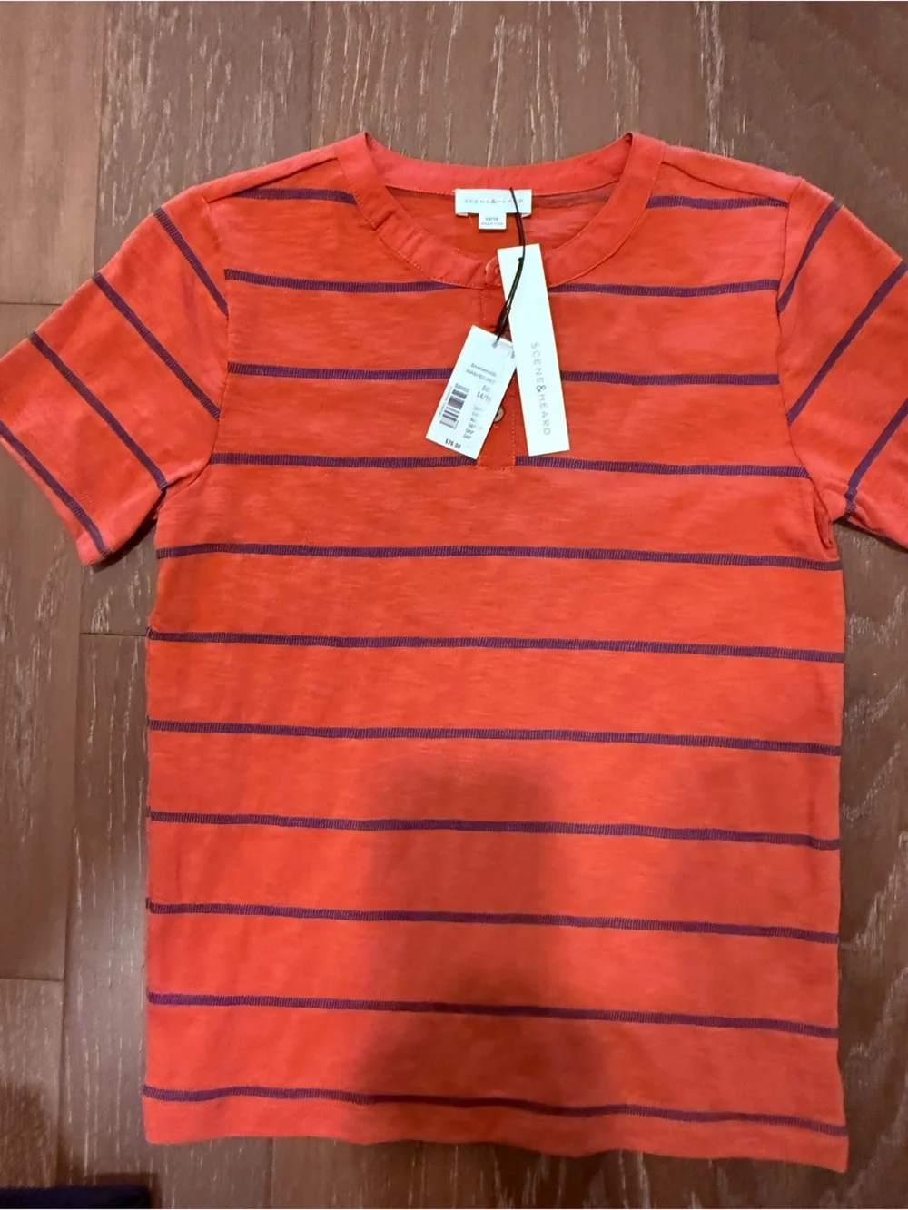 Scene & HeardCrew Kids Orange Striped Short Sleeve Tee
